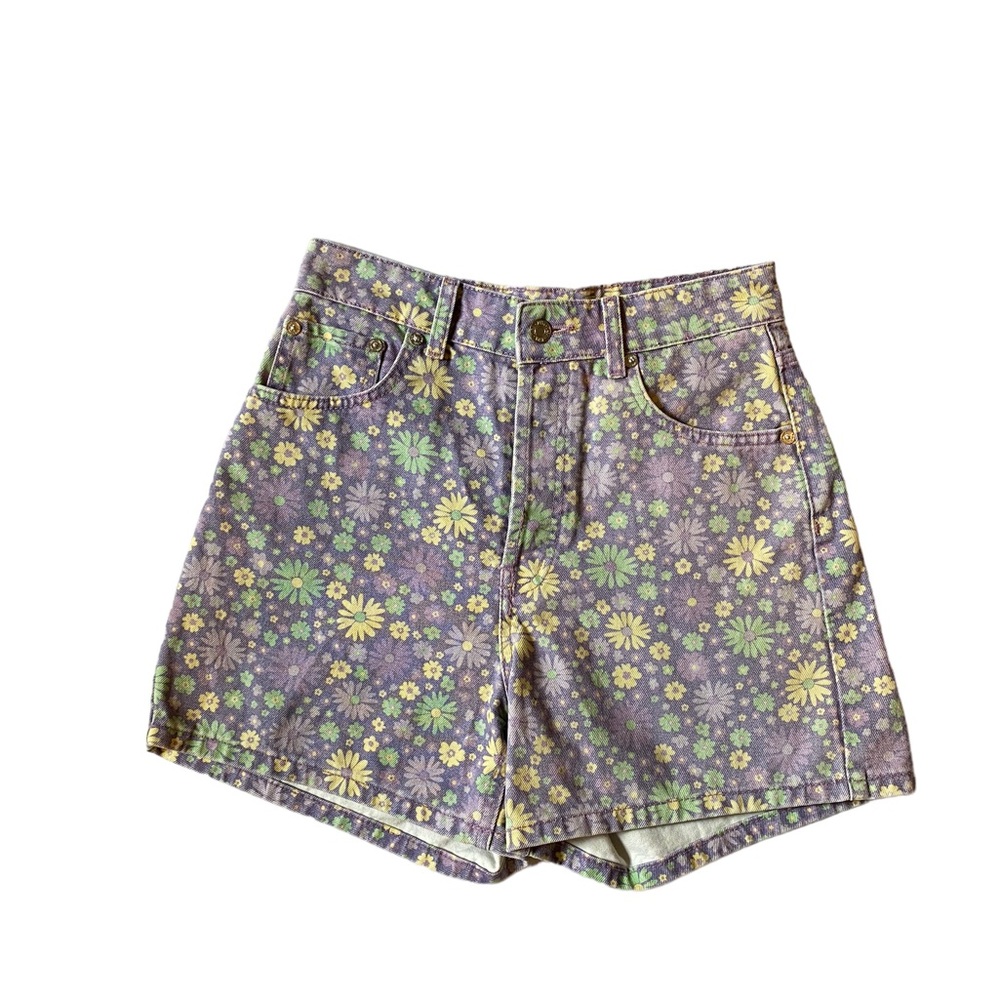 Zara flower power mom jean shorts